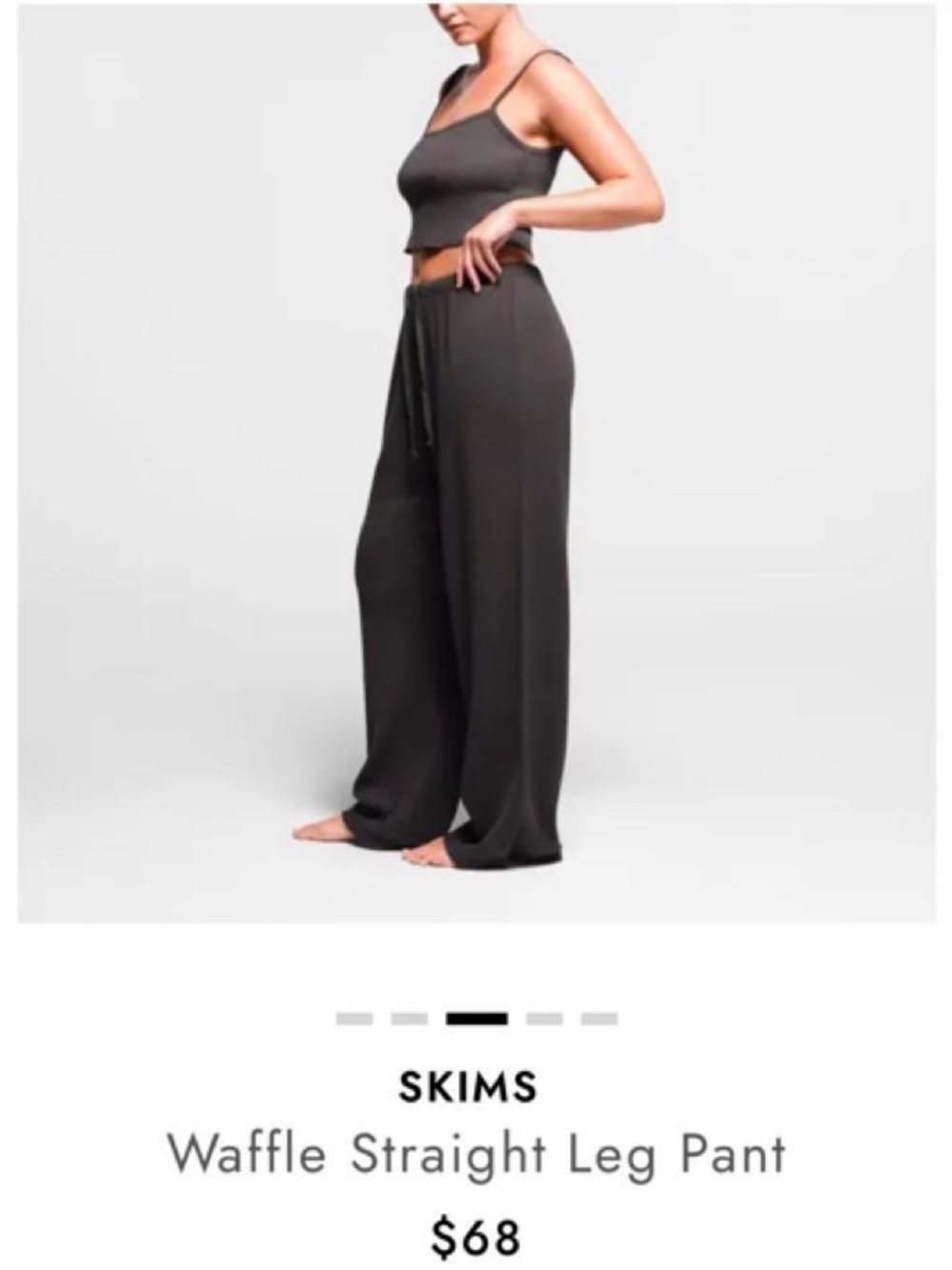 SKIMS Ribbed Wide Leg Lounge Pant in Light Grey